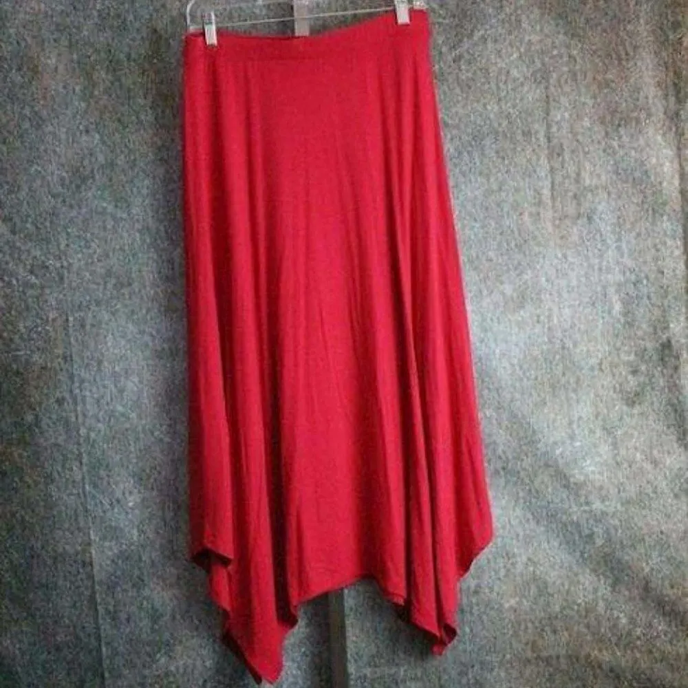 NWT Chico's Cherry Red‎ Skirt Sz 1 or US 14 Asymmetrical Bottom - Image 2
