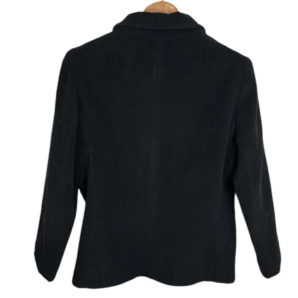 J.Crew black wool blend zippered shacket overshirt coat size L petite - Image 2