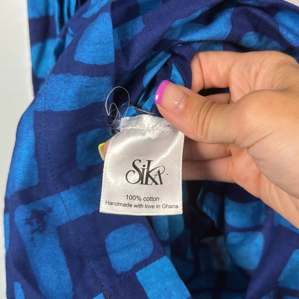 Sika Anthropologie Romper Sz 10‎ Geometric Blue Jumpsuit Belt Resort - Image 7