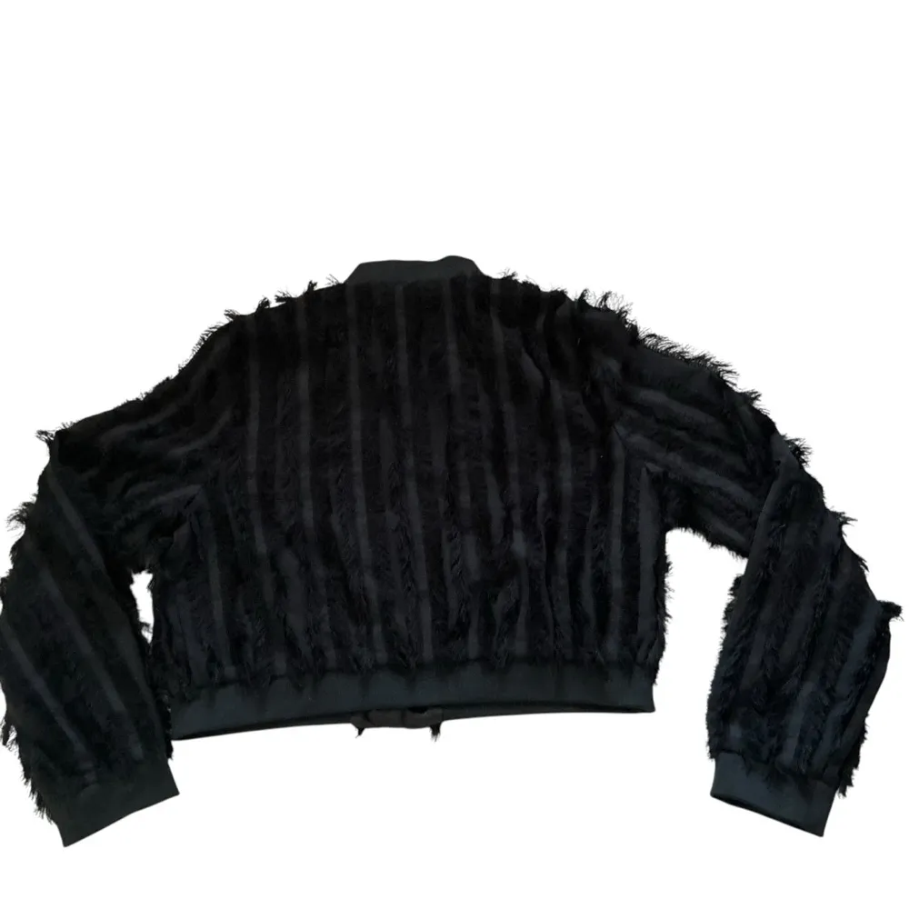 Vintage Valiant Paris women’s crop jacket black zipper fringe tassel frill XL - Image 3