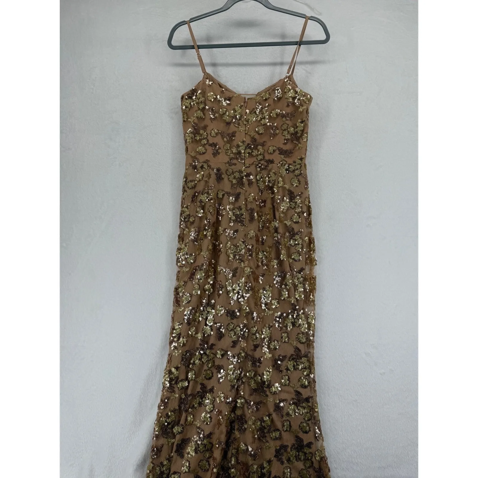 Dress the Population Marie Gold Nude Sequin Embellished‎ Formal Maxi Dress Small - Image 11