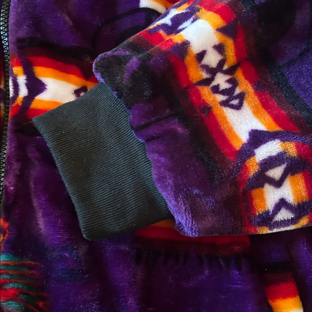 Aztec plush blanket zip up jacket purple SW print Size L/XL - Image 8