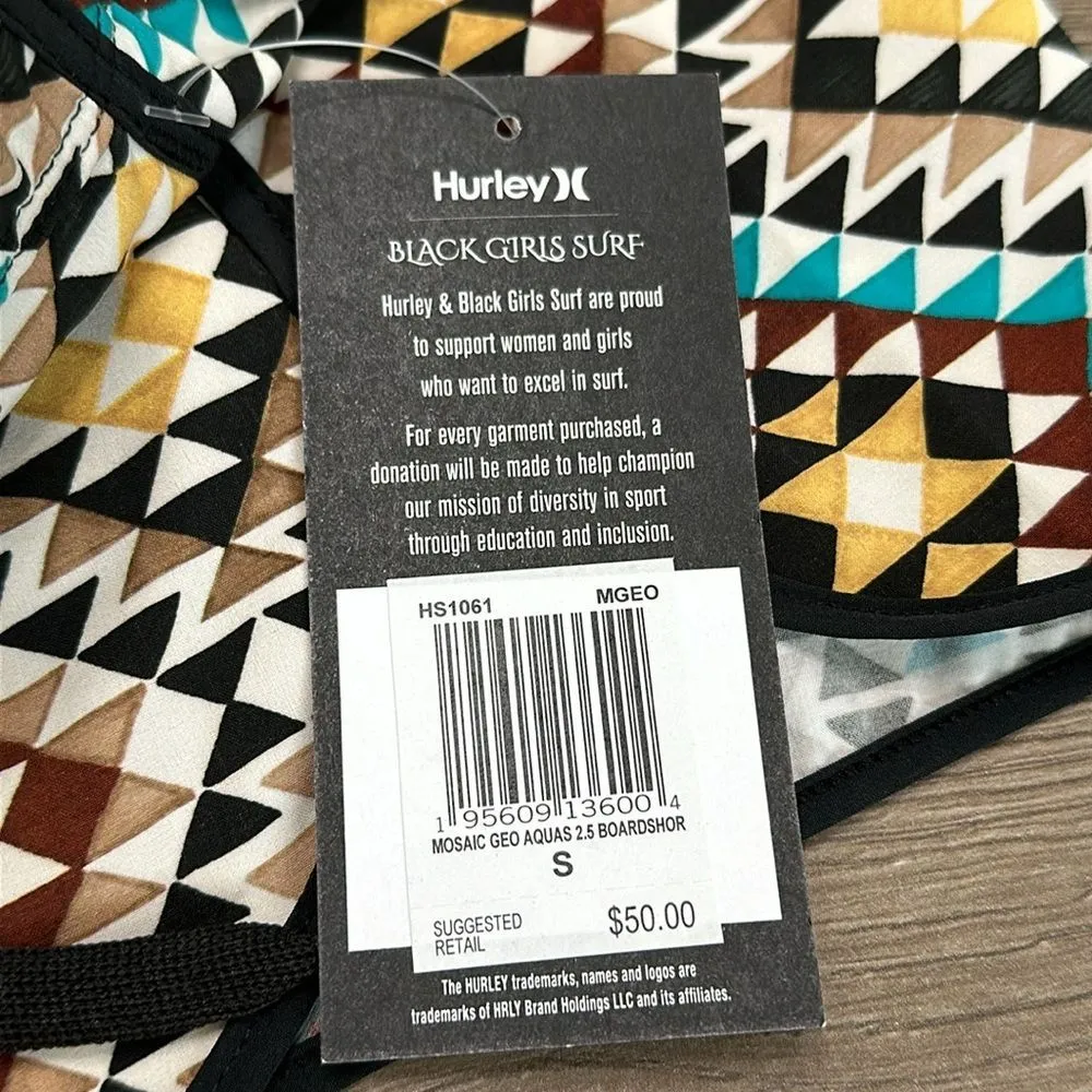 Hurley X Black Girls Surf Swim Board Shorts Geometric Print‎ Size Small - Image 8