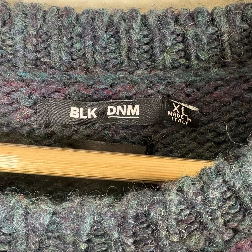 BLK DNM Women’s Italian Wool Blend Sweater Size XL Blue Purple Striped - Image 3