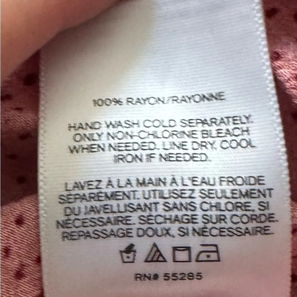 Express Red polka dots long balloon sleeve Button-Front smocked back romper, XXS - Image 5