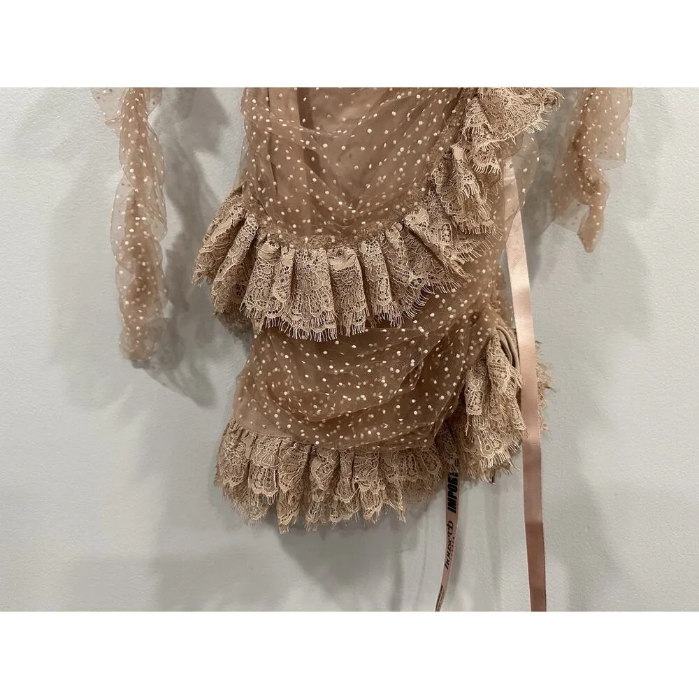 House Of CB Sorrel Tulle Asymmetric Mini Dress Blush XS NWOT - Image 4