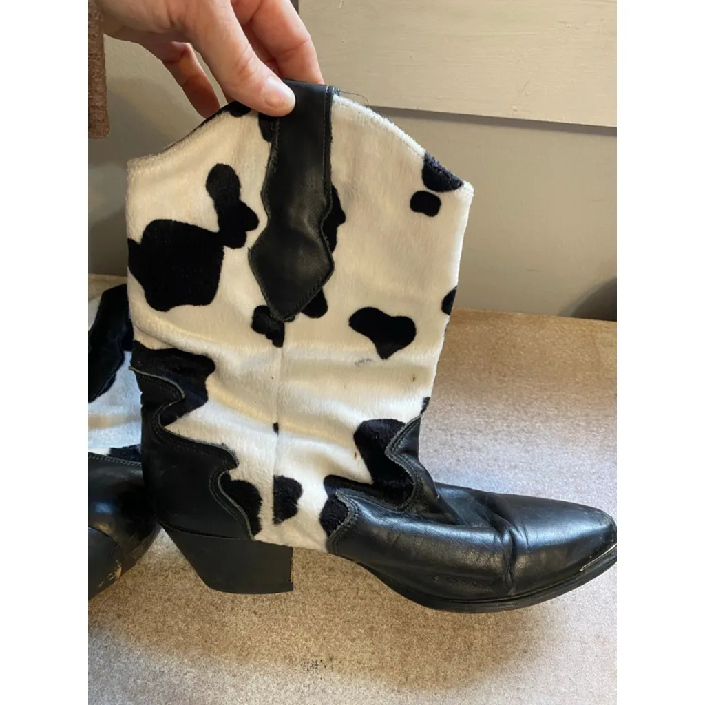 Vintage Cowhide Code West Boots Leather Pony Hair 6.5M Western Cowgirl RARE - Image 3