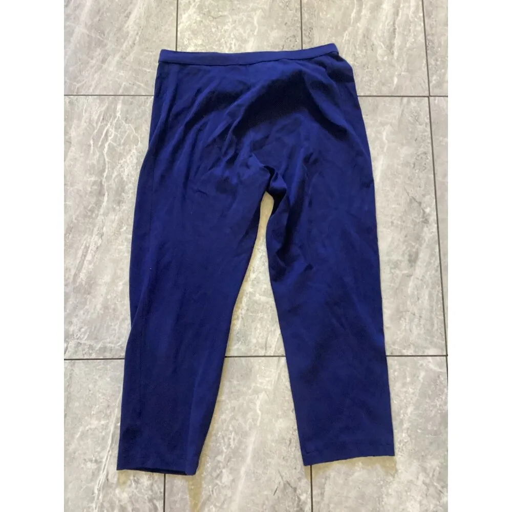 Joan Vass Pants Womens 1X Blue Cropped Stretch Pull On Casual Comfort Plus Size - Image 2