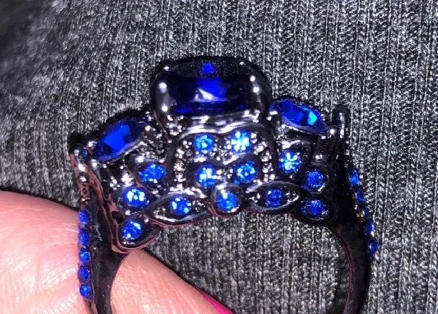 Blue Stone Ring Blackened 925 SS - Image 4