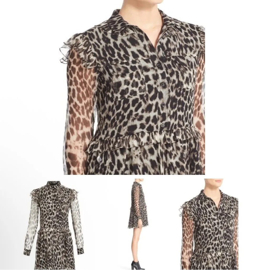 BURBERRY Isaline Leopard Print Silk Dress‎ Size 6 - Image 2