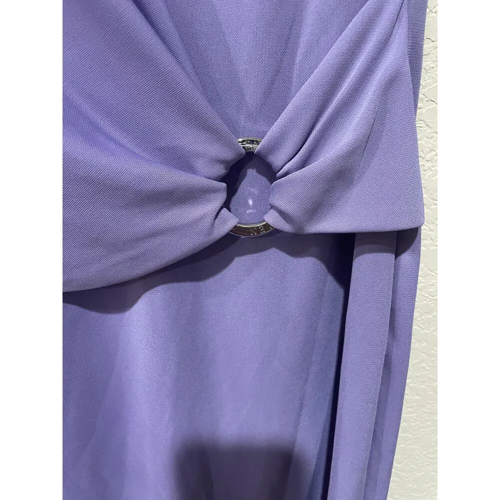 Lauren Ralph Lauren Stretch Crew Neck 3/4 Sleeve Dress Size 6 Purple - Image 6