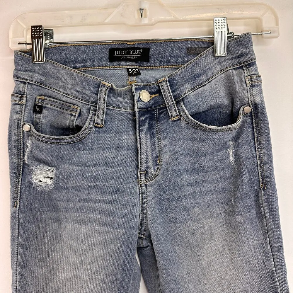 Judy Blue Mid Rise Distressed Skinny Jeans Size 5 / 27 - Image 2