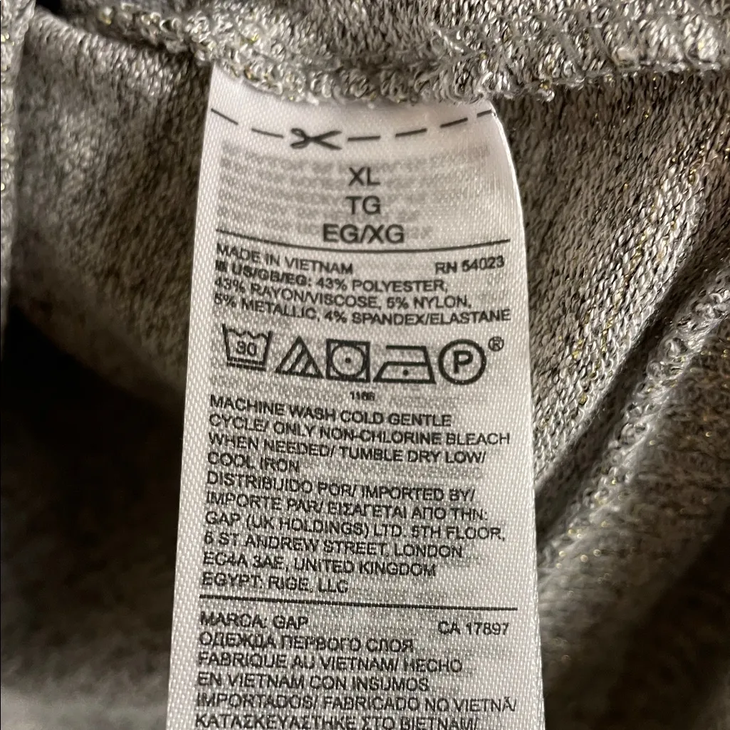 GAP Women’s Lurex Heather Gray Metallic Gold Knit Sweater - Image 9