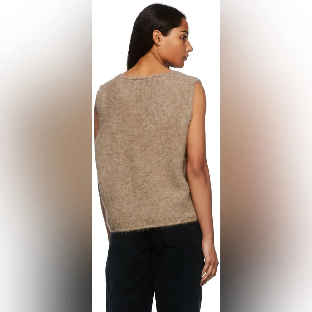 Arch The Brown Cropped Knit Vest Top Alpaca Wool Sz Large Tan - Image 2