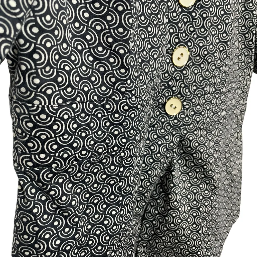 VINTAGE Live A Little LAL Short Sleeve Geometric Blazer in Black/White Size M - Image 8