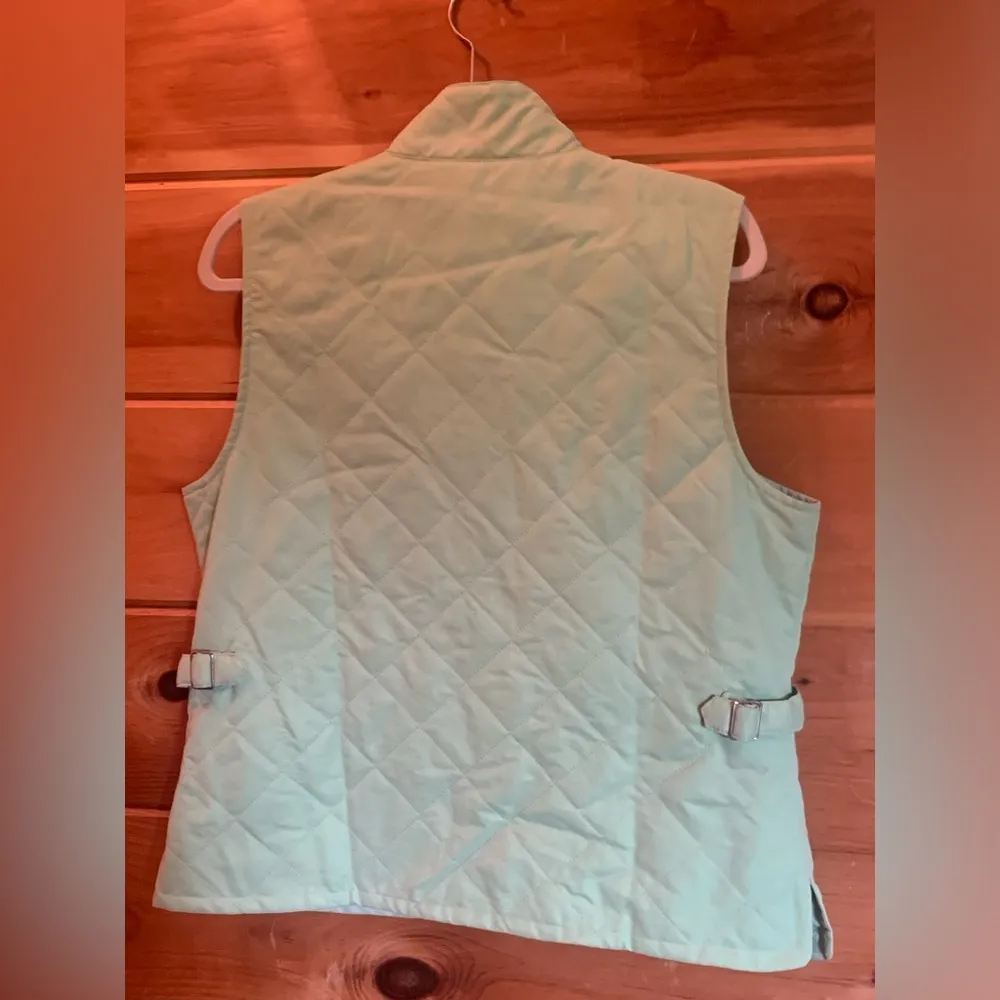 Orvis Womens M Waffle Knit Vest Full Zip Quilted Mint Lime Green Camp Sz M - Image 15