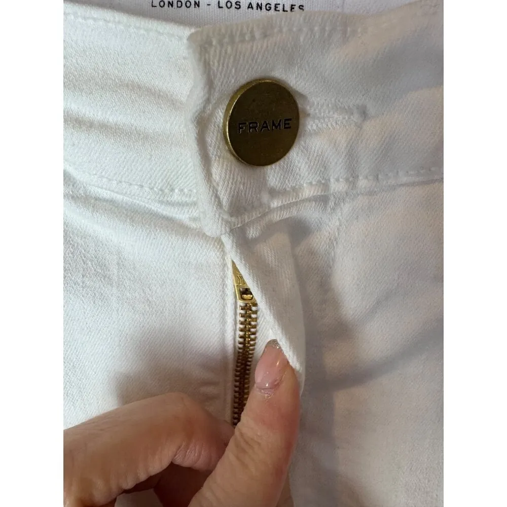 Frame Jeans Women 25 White Blanc Denim‎ Le High Skinny Chewed Ankle Hem - Image 8