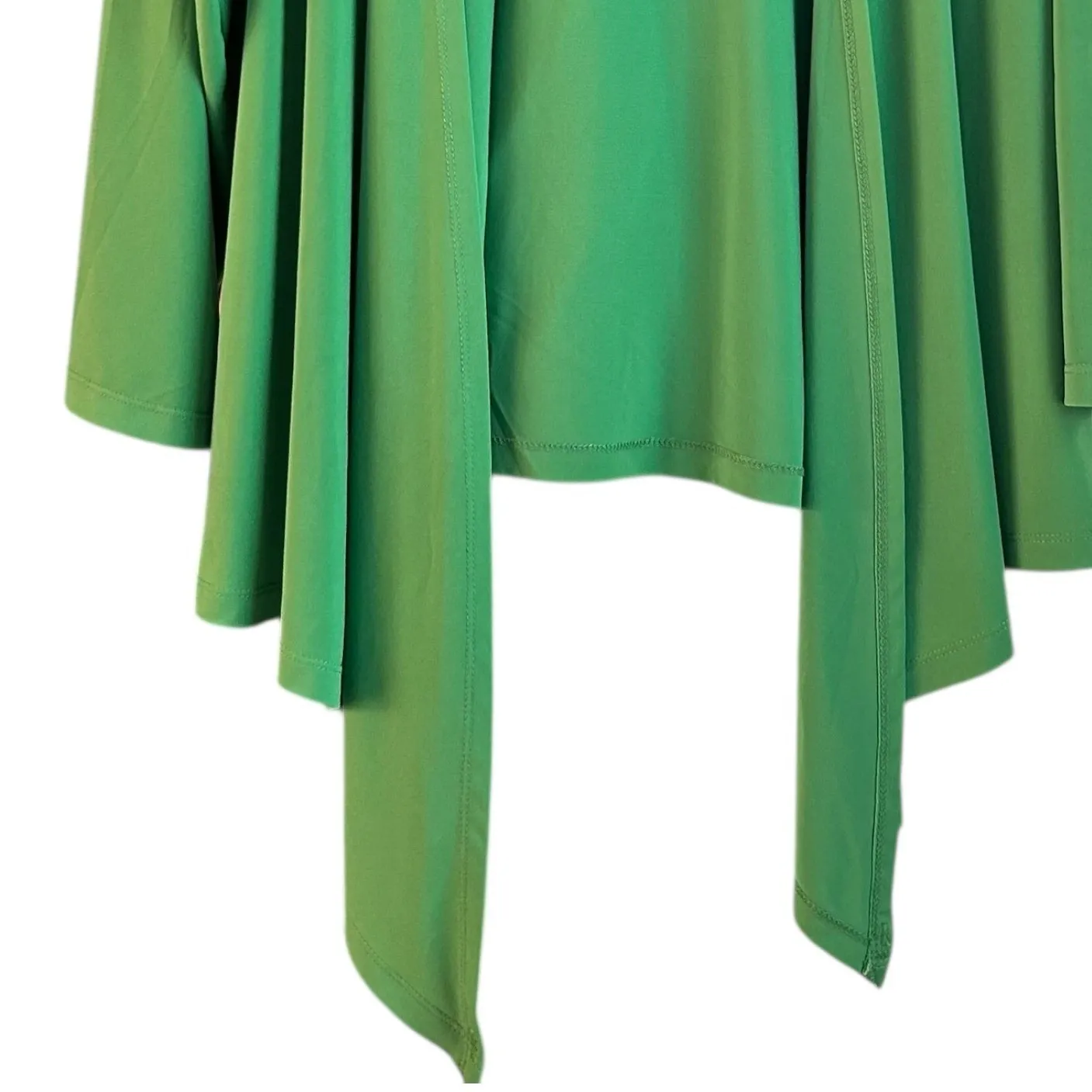 Susan Graver Liquid Knit Cardigan Green 1X - Image 5
