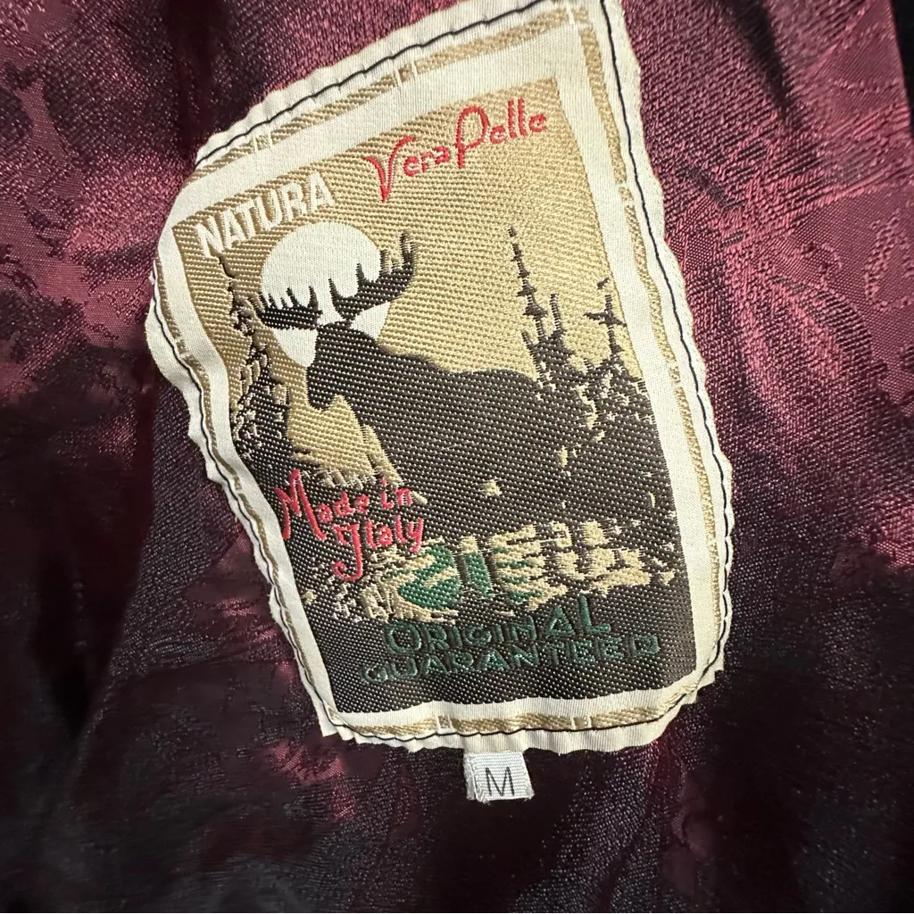 Vera Pelle Vintage Italy Suede Leather Jacket Coat Removable Hood Womens Medium - Image 16