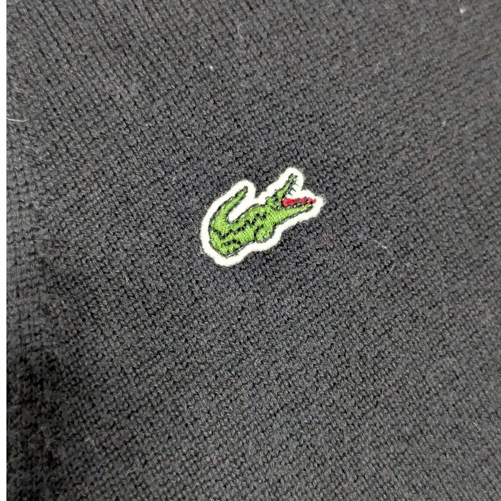 Lacoste Black V Neck Sweater Long Sleeve Womens X-Large Preppy School Workwear - Image 4