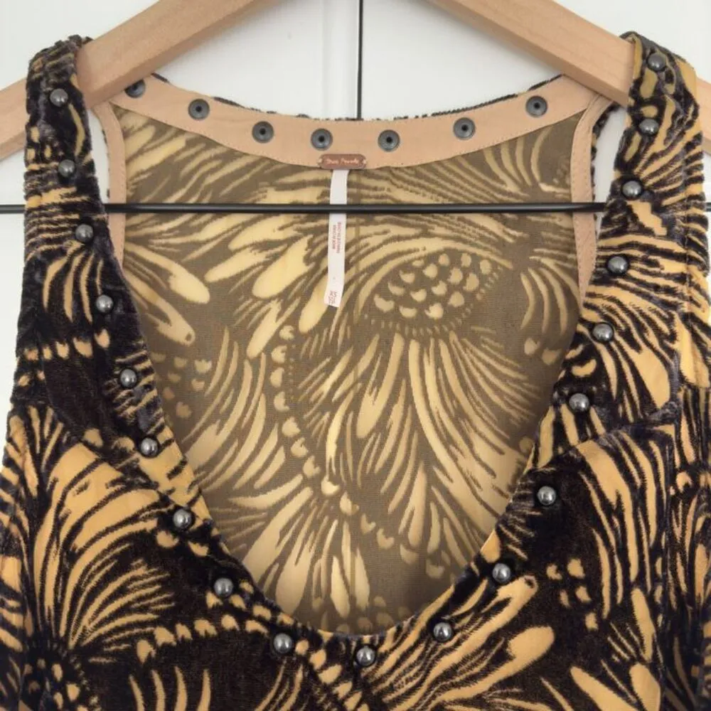 Free People Ellie Burnout Velvet Mini Dress Sleeveless Scoop Neck Lined Bohemian - Image 8