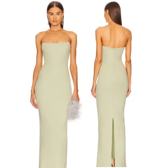Michael Costello x Revolve Briggs Strapless Long Dress Sage Women's Size Medium Green - Image 2