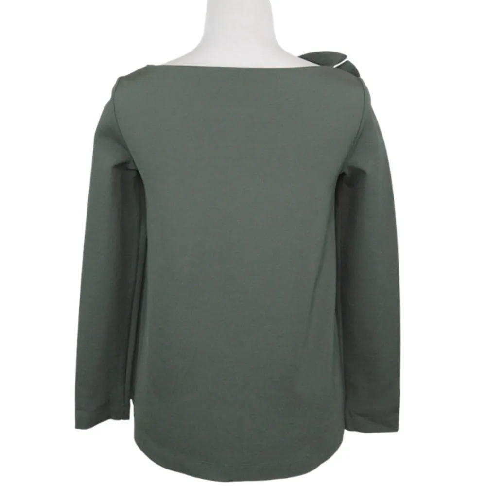 COS Green Floral Appliqué Long Sleeve Boat Neck Top Women's Size XS Oversized - Image 5