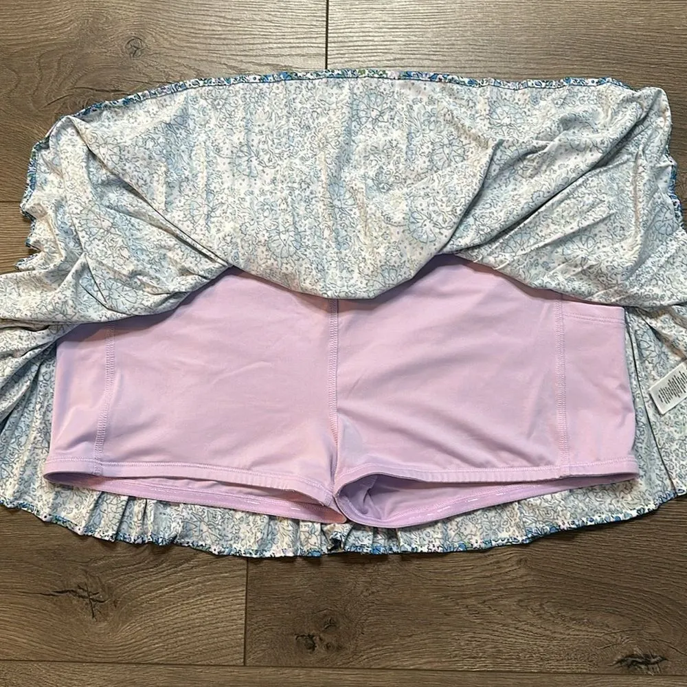 Laura Ashley 13” Blue Floral Pleated‎ Tennis Skirt Size XL - Image 4