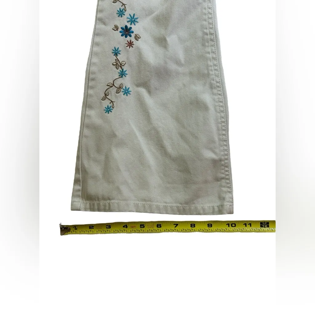 Vintage Y2K Mudd Lace-Up Front Tie Flare Jeans Size 3 Floral Embroidered RARE - Image 12