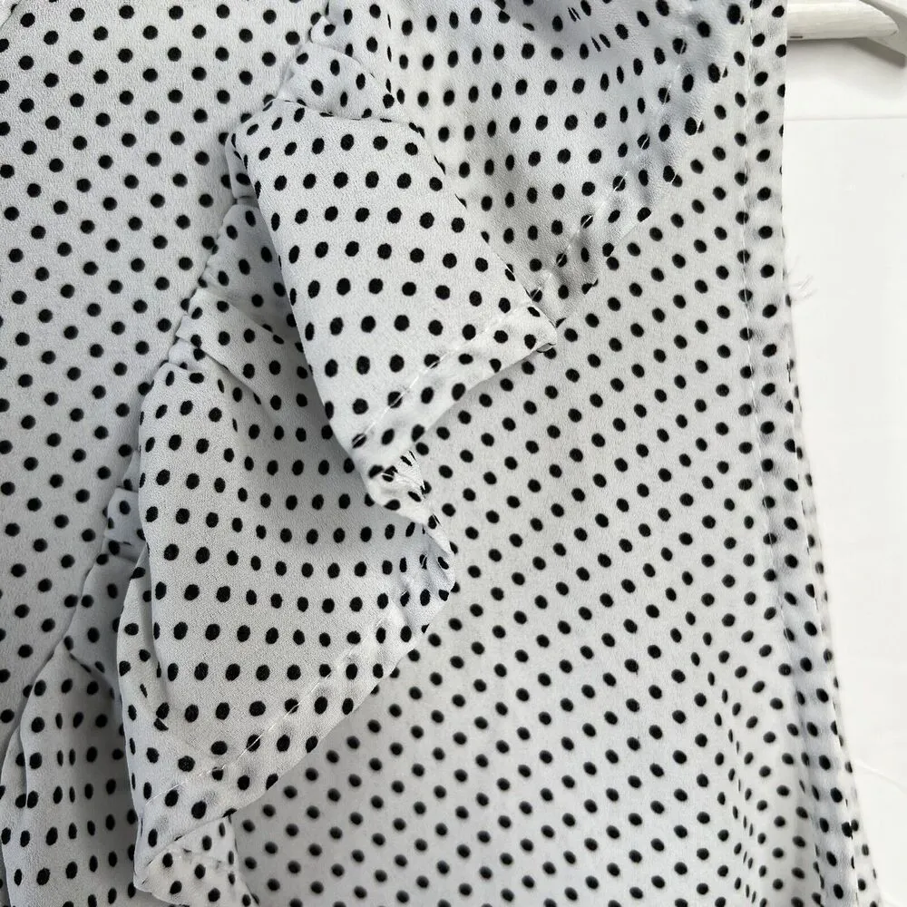 Who What Wear 2X Blouse Top Sleeveless High Neck Polka Dot Ruffle Keyhole Womens - Image 4