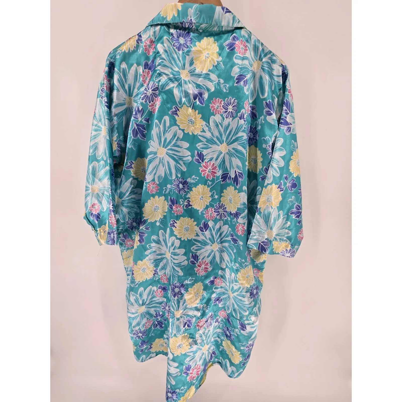 Audrey Lane‎ Intimates Womens Blue Floral Sleep Dress Shirt Button Up One Size Size undefined - Image 5