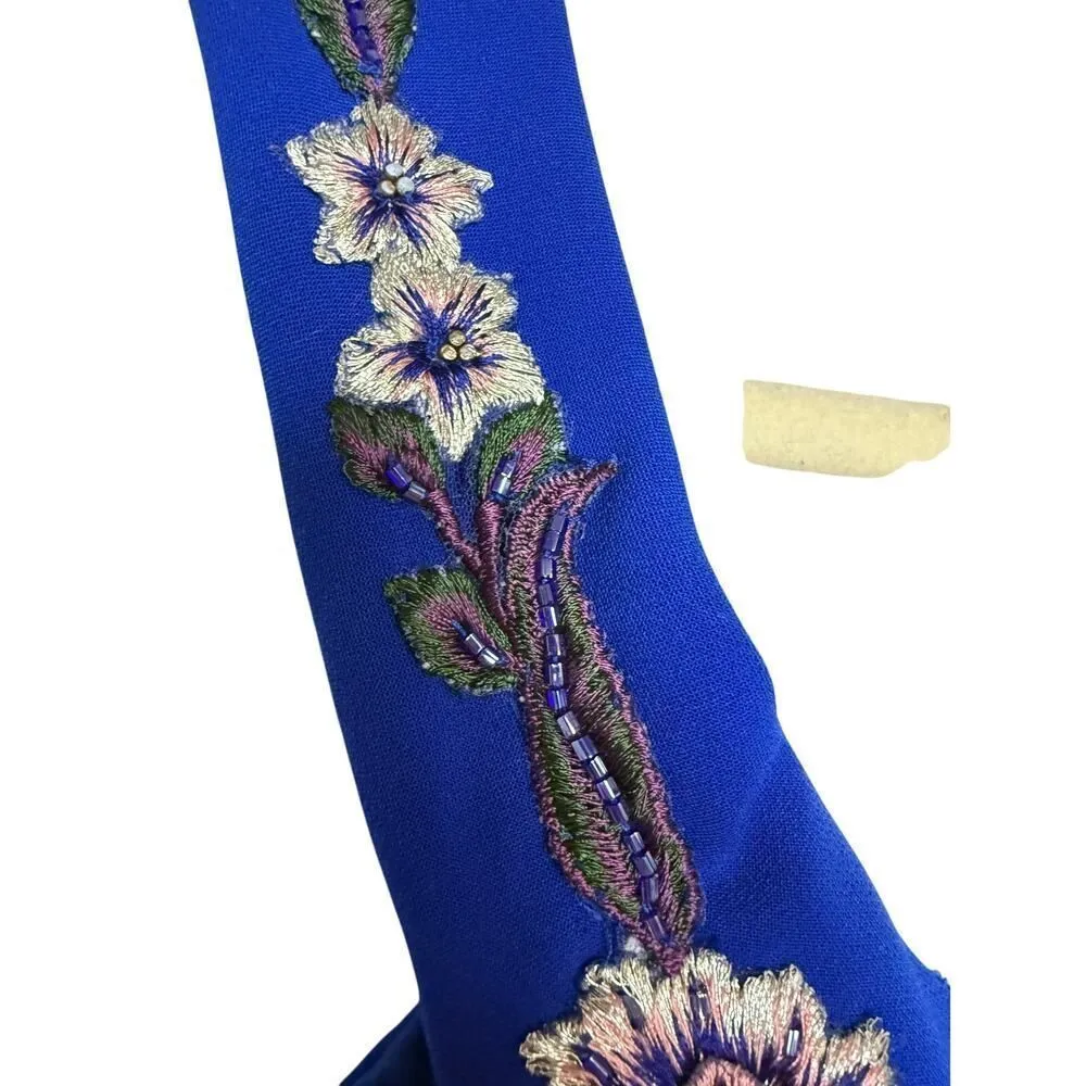 Marchese Notte Embroidered Off the Shoulder Gown NWT Sz. 6 Blue - Image 9