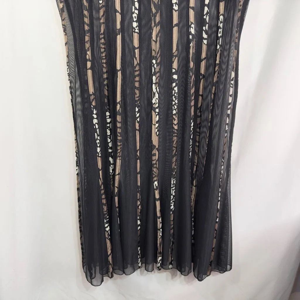 Sandra Darren Plus Size 18W Dress Sheer Black Mesh Striped Sleeveless Midi 1559‎ - Image 6