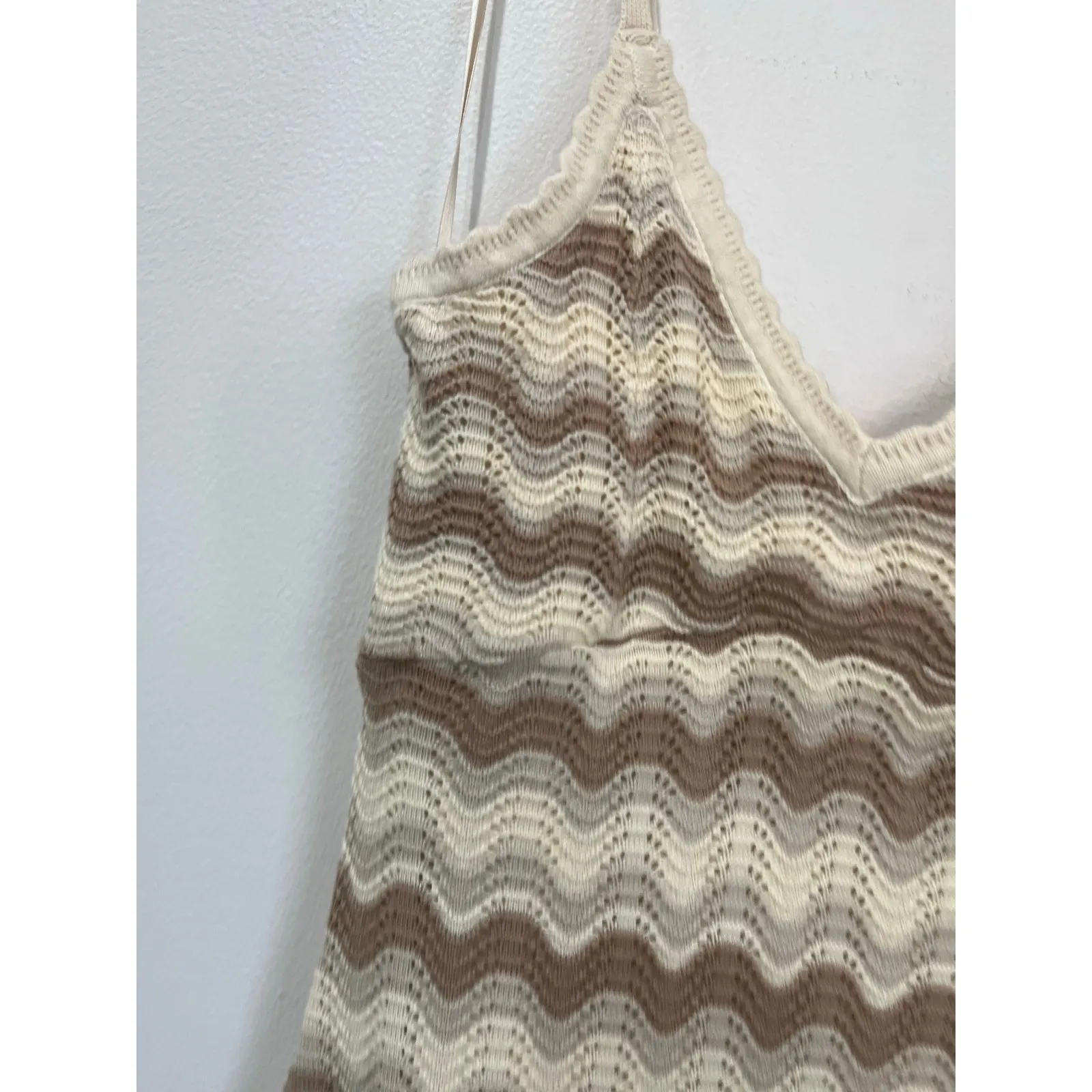 Hollister Crochet Knit Neutral Chevron Boho Festival Midi Dress Size XS - Image 5
