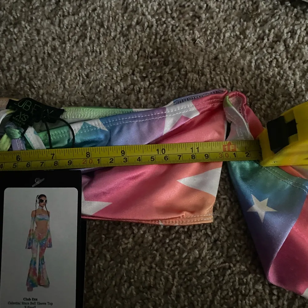 Club Exx Bell Sleeve Rainbow Top Sz Xsmall - Image 6