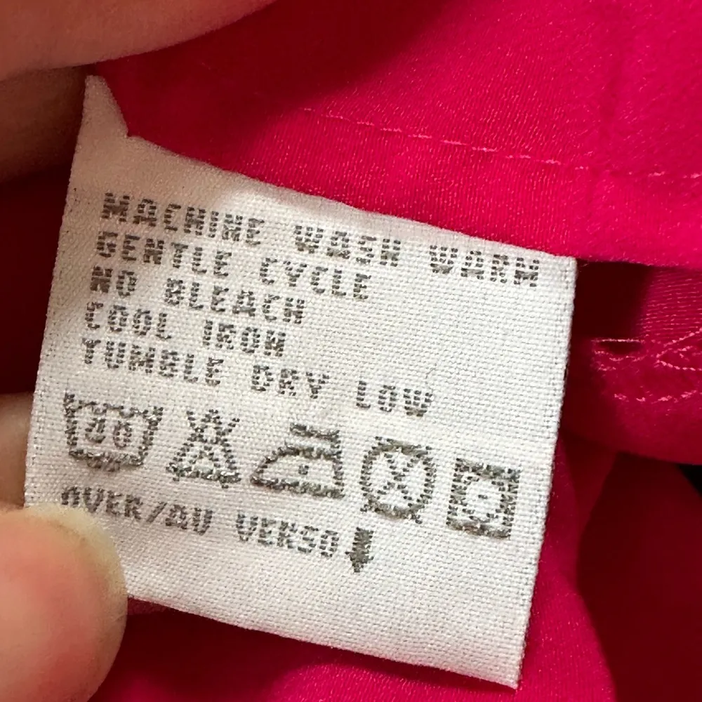 Liz Claiborne Blouse LS Hot Pink Pleated Front No Collar Hidden Buttons … - Image 9