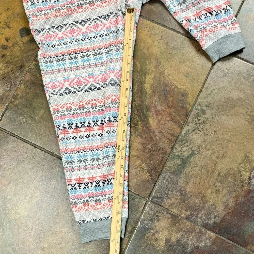 Cuddl Duds Honeycomb Fleece Pajama Top & Pajama Joggers Set Cream Fairisle PXL - Image 9