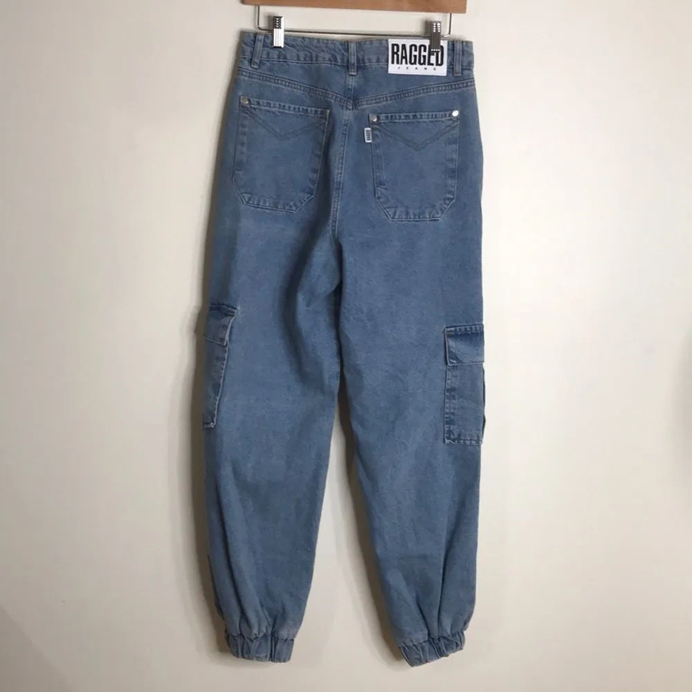 Ragged priest ladies oversized 100% cotton cargo jogger denim jeans size 30 - Image 2