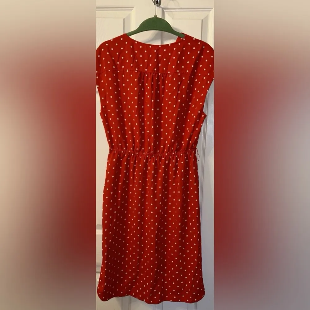 Vintage ANN KLEIN white Poka dot & Red 
Dress sz M - Image 2
