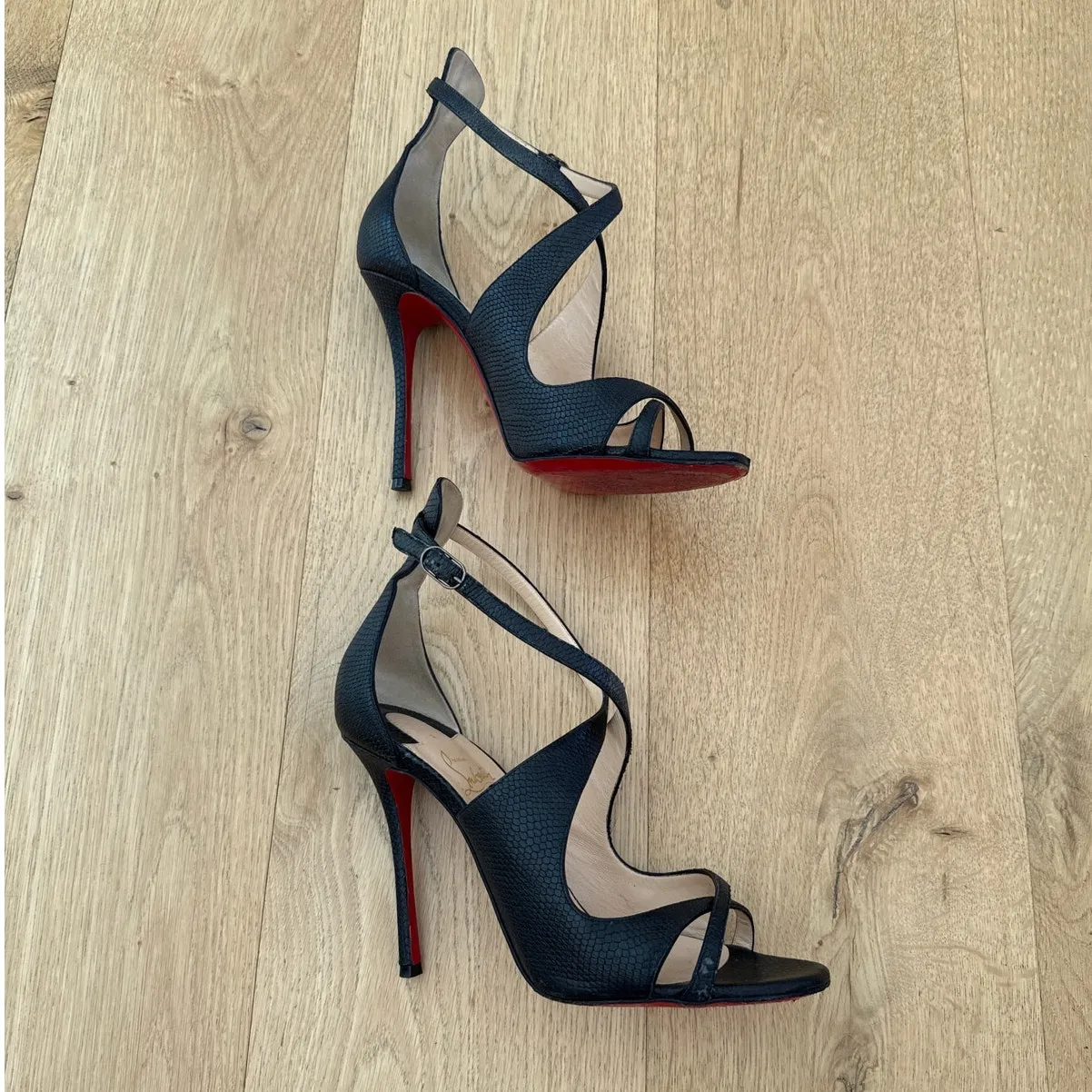 Christian Louboutin Stiletto Heels Criss Cross Strap Malefissima Size 40 Black - Image 2