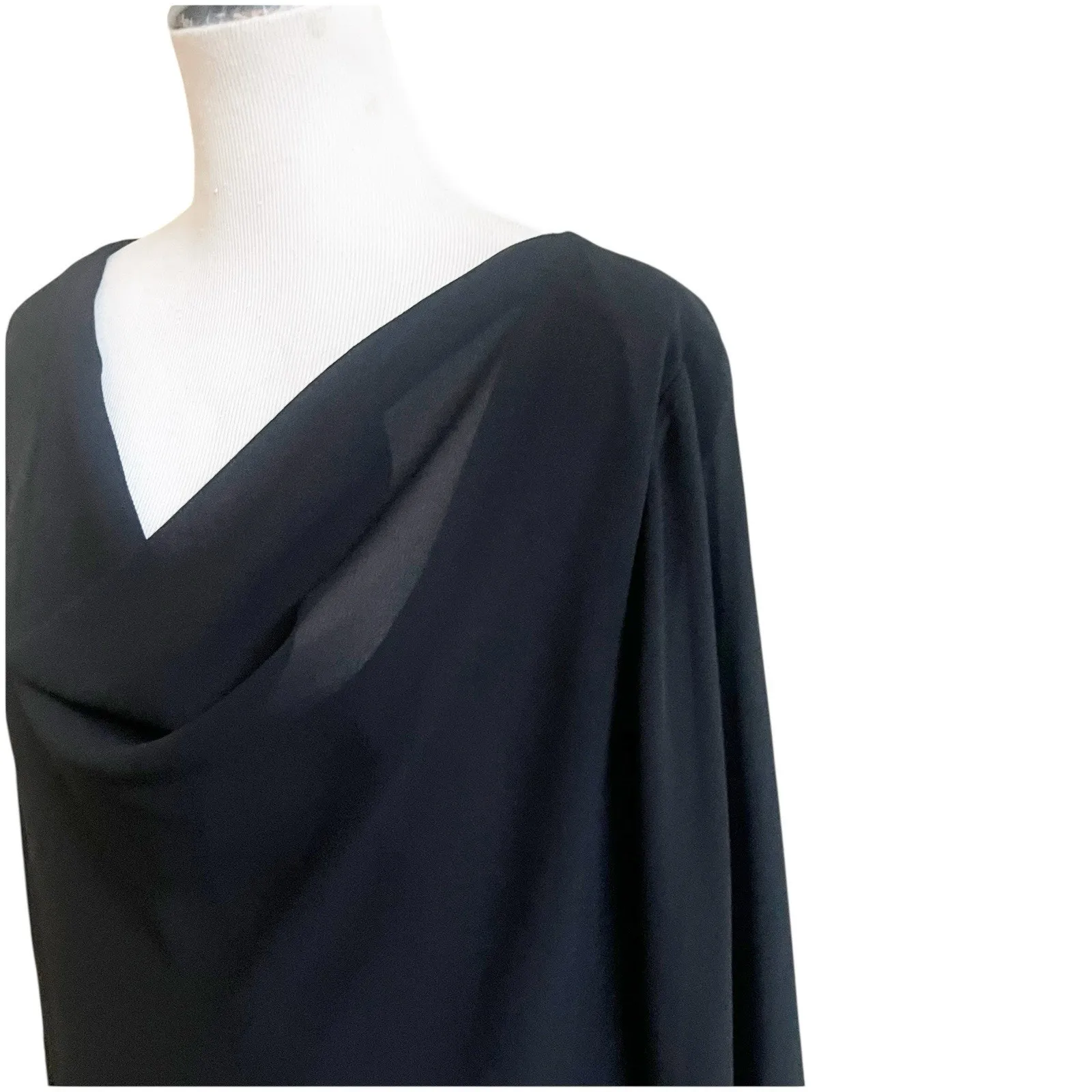 Adriana Papell Cowl Neck Evening Essentials Top Size 3X Beaded Sleeve Black - Image 6