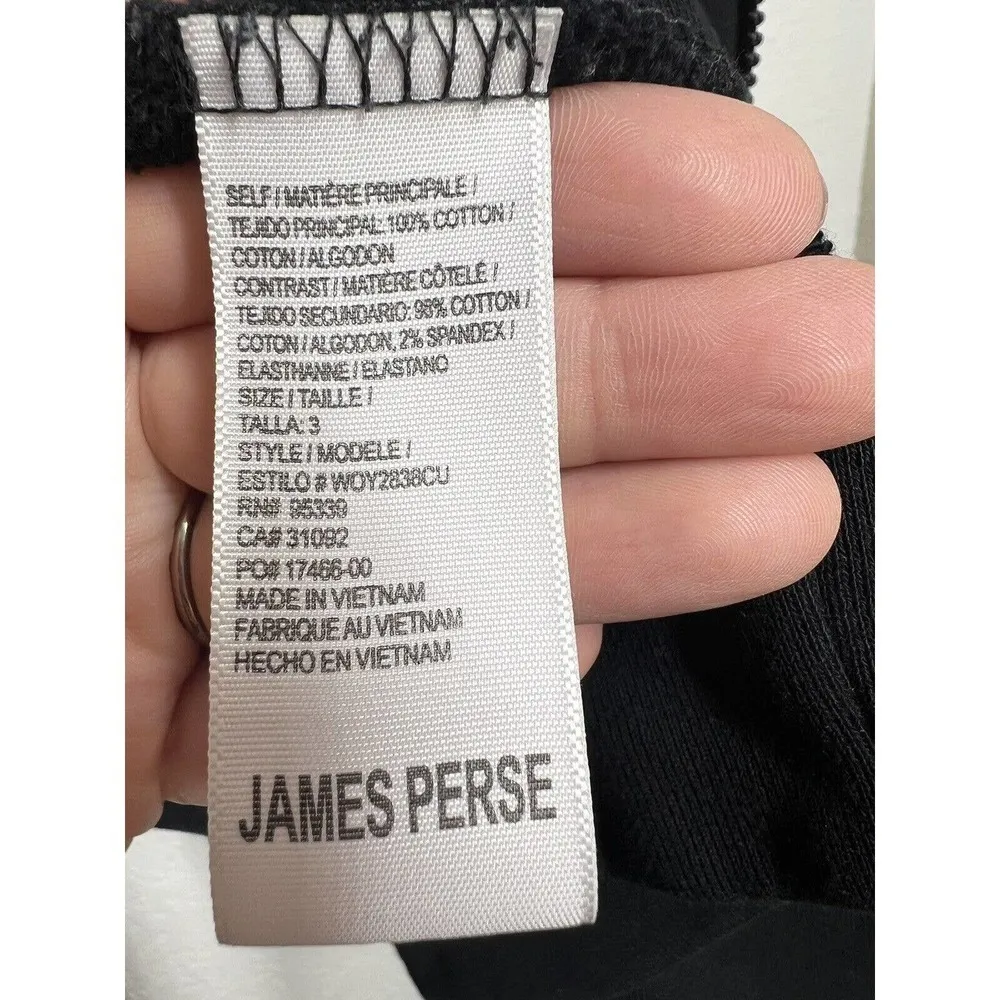 James Perse Standard Black Terry Knit Zip Front Jacket Sweatshirt 3 US Large - Image 3