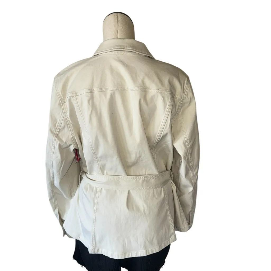 Spanx NWT  Stretch Twill Shirt Belted Jacket Shacket Eggshell Cream Size 2X - Image 7