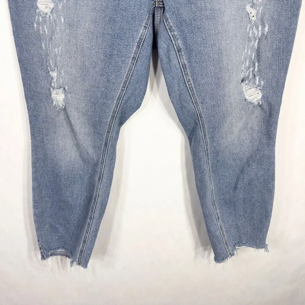 Old Navy Plus Sz 22 Jeans Skinny Cropped Light Blue Distressed Raw High Rise 459 - Image 4