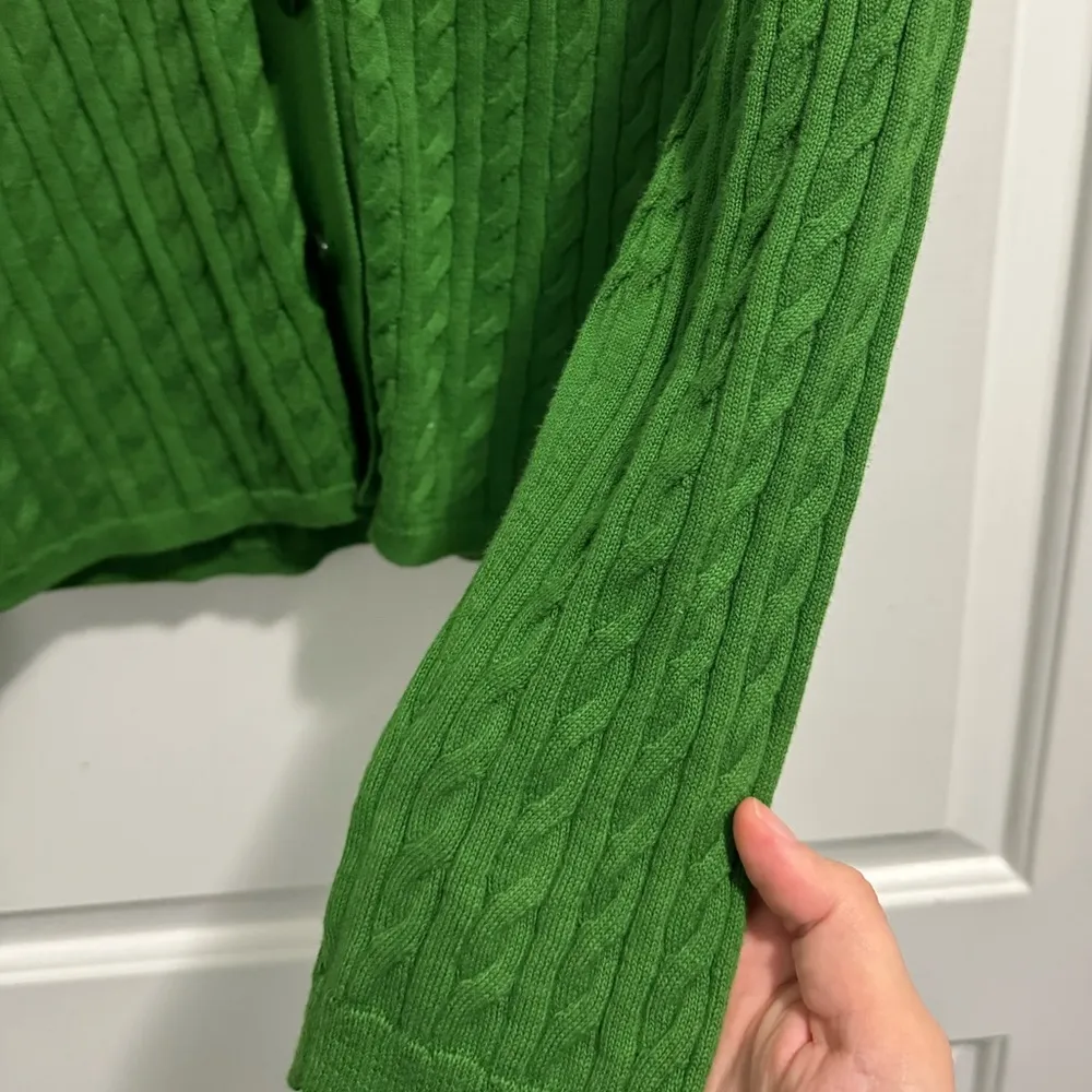 Talbots Green Cable Knit Cardigan Button Sweater Women’s Size Medium button down - Image 5