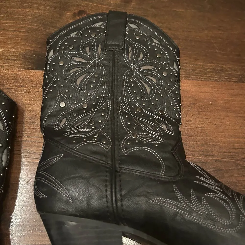 Dingo  Annabelle Western Cowboy Black Retro Design Slip On Boots Women’s Size 6.5 - Image 9