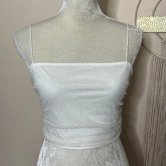 Olive tree • rouched glitter shimmer crop tank - Image 2