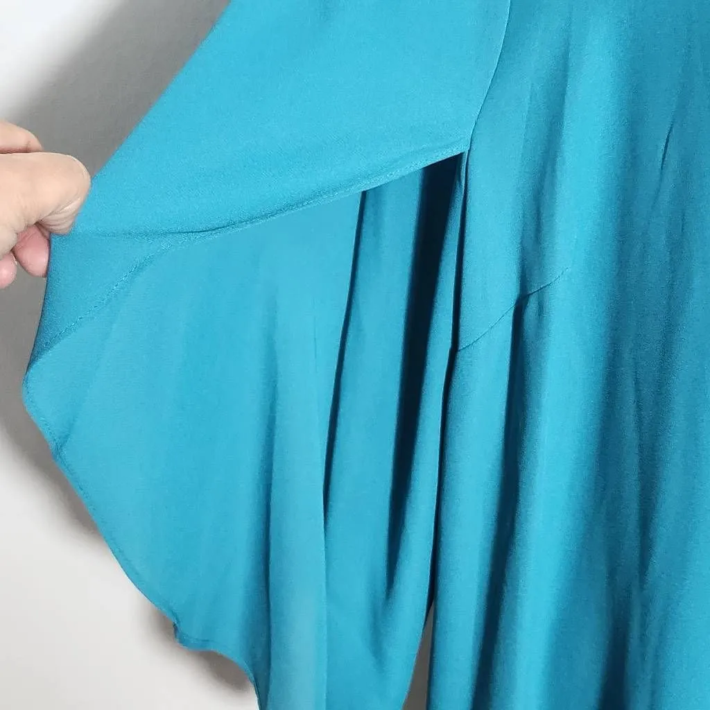 Worthington Turquoise Blue Blouse NWT Size 0X Blue Flowy Blouse - Image 5