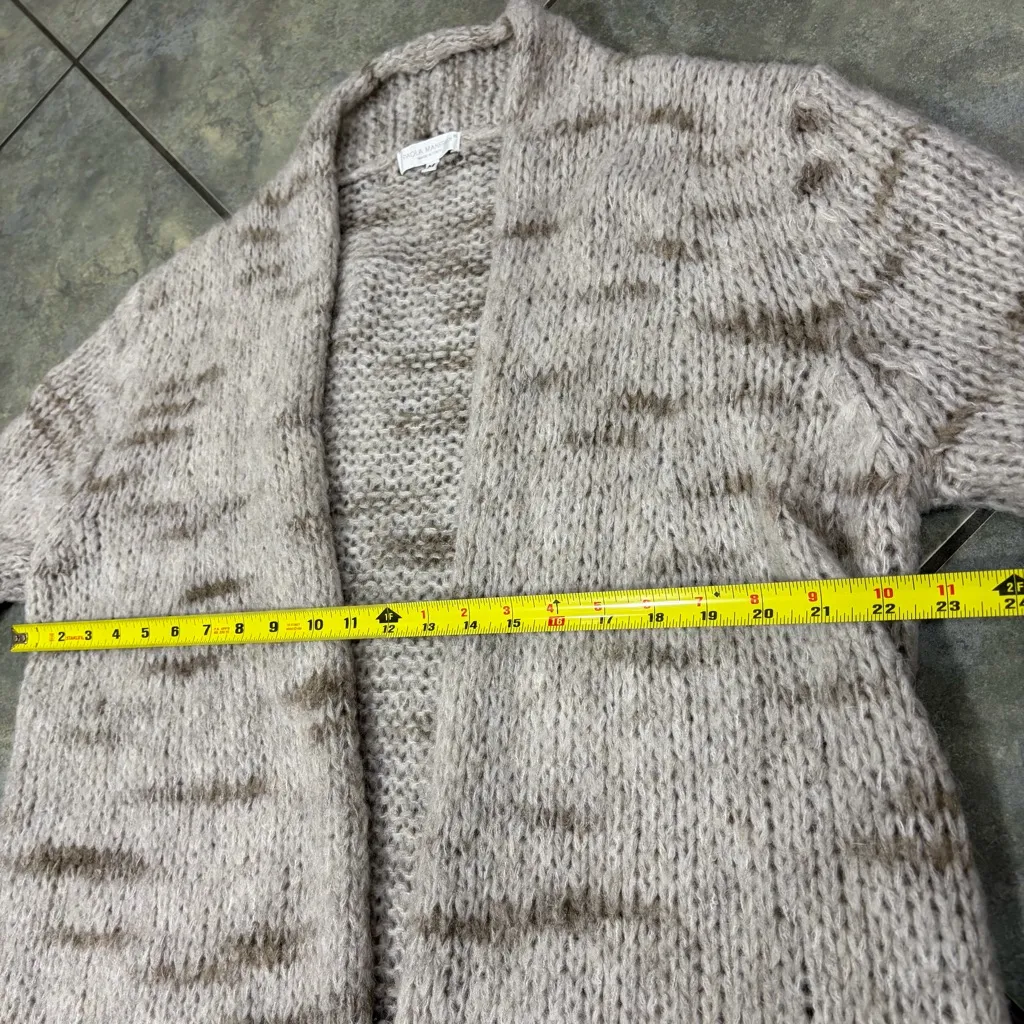 PAOLA MANFREDI ITALY Cardigan Sweater Sz M Taupe Mohair Wool Blend Knit Luxury Gray Size M - Image 10