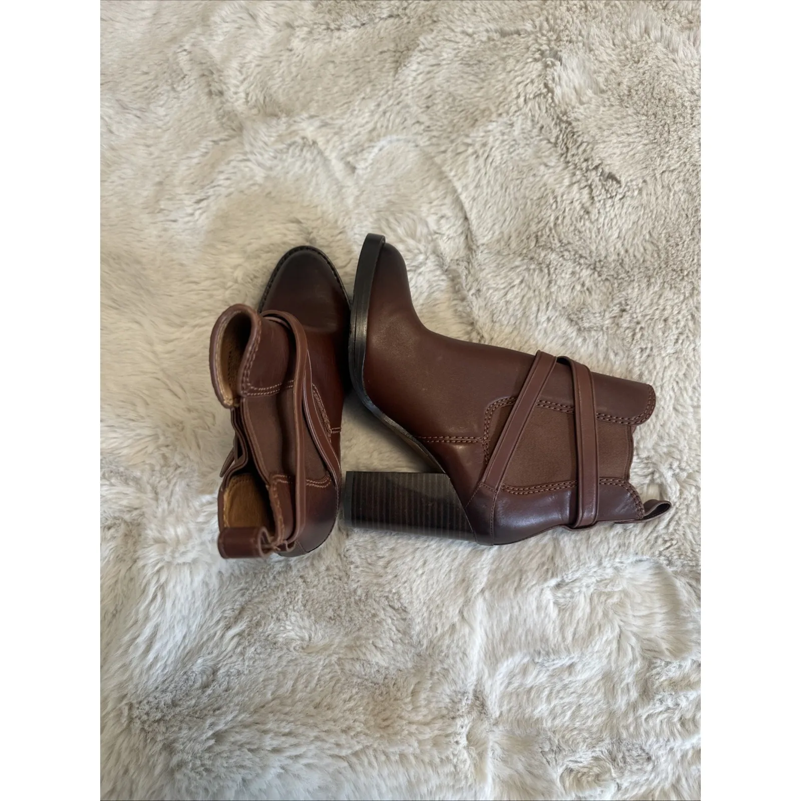 Coach Saddle Brown Jackson Bootie Boots Pull On‎ Cognac Brown Size-8 - Image 7